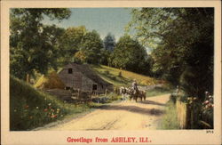 Greetings from Ashley, Ill Illinois Postcard Postcard