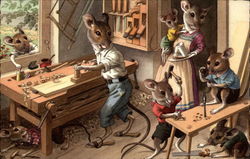 Woodworking Mice Postcard