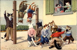 Cats playing in the Schoolyard Postcard Postcard