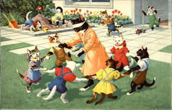 Cats Playing Blind-Man's Bluff Dressed Animals Postcard Postcard