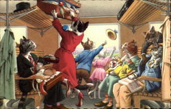 Cats on a Train Postcard