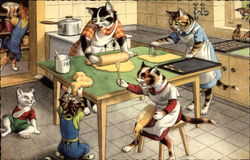 Cats Making Cookies Postcard