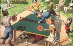 Cats Playing Ping Pong Postcard