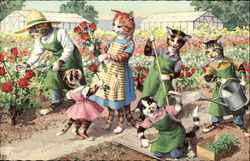 Cats in the Flower Garden Postcard