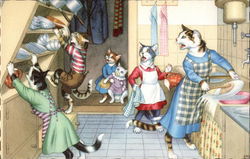 Cats making Mischief in the Kitchen Postcard