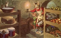 Cats Discover Mice in the Larder Postcard Postcard