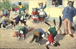 Cats Playing Games Postcard Postcard