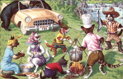 Cats camping Postcard Postcard