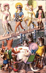 Bathing Beauty Cats Postcard Postcard