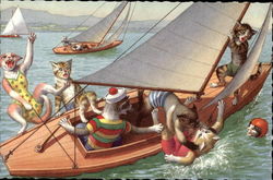 Cats Sailing Postcard