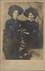 Sisters Behind the Wheel of Their Car Postcard