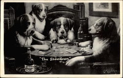 Dogs Playing Poker - The Showdown Postcard Postcard