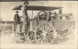 Two Men with Farm Machinery Postcard