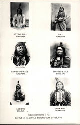 Sioux Warriors in the Battle of the Little Bighorn Native Americana Postcard Postcard