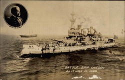 Battle Ship Oregon, as it was in 1898 Boats, Ships Postcard Postcard