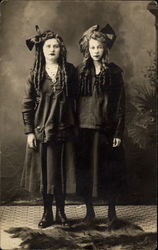 Two Girls Posed for a Portrait Postcard