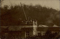 Construction Men Atop a Building Postcard