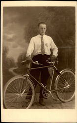 Man and His Bicycle Bicycles Postcard Postcard