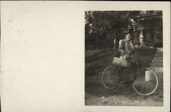 Lady with Bike Postcard