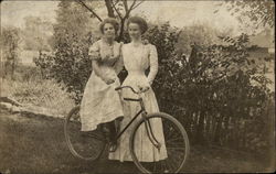 Two Girls and a Bicycle Postcard