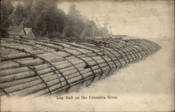 Log Raft on the Columbia River Postcard