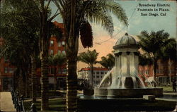 Broadway Electric Fountain in Plaza Postcard