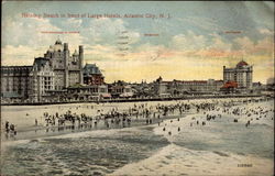 Bathing Beach in front of Large Hotels Postcard