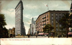 Flat-Iron Building and Fifth Avenue New York, NY Postcard Postcard