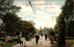 Central Mall leading to Commonwealth Ave. Public Garden Postcard