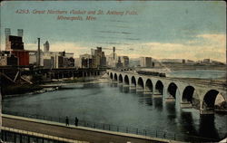 Great Northern Viaduct and St. Anthony Falls Minneapolis, MN Postcard Postcard