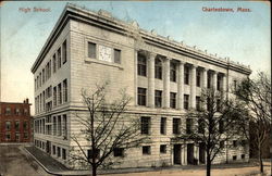 High School Charlestown, MA Postcard Postcard