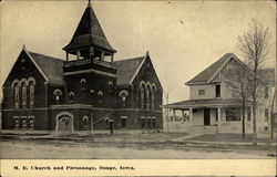 M. E. Church and Parsonage Postcard