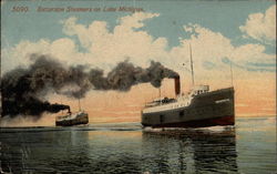 Excursion Steamers on Lake Michigan Postcard