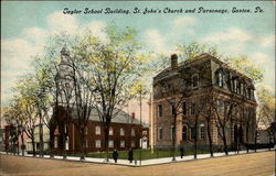 Taylor School Building, St. John's Church and Parsonage Easton, PA Postcard Postcard