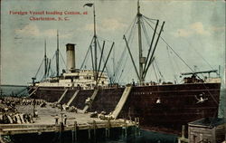 Foreign Vessel loading Cotton Charleston, SC Postcard Postcard