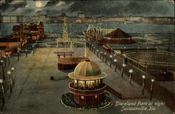 Dixieland Park at night Jacksonville, FL Postcard Postcard