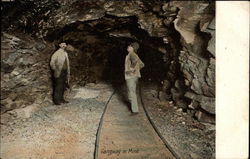 Gangway in Mine with two miners Mining Postcard Postcard