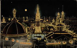 Luna Park at night Postcard