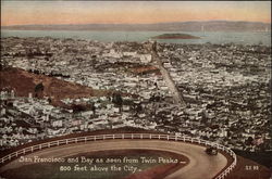 San Francisco and Bay as seen from Twin Peaks-800 feet above the City Postcard