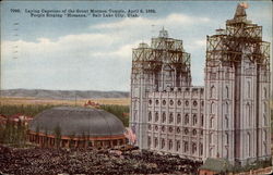 Laying Capstone of the Great Mormon Temple, April 6, 1893 Salt Lake City, UT Postcard Postcard