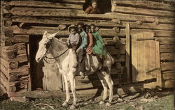 Children on a Horse Black Americana Postcard Postcard