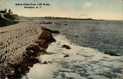 Ochre point fron Cliff Walk Newport, RI Postcard Postcard