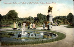 Washington Statue and "Maid of Mist" Public Garden Boston, MA Postcard Postcard