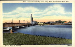 International Bridge over Rainy River Postcard