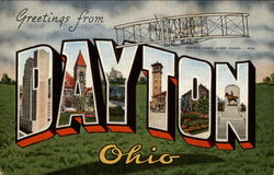 Greetings from Dayton Ohio, Write Brothers First Plane Postcard Postcard