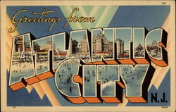 Greetings form Atlantic City, N.J Large Letter Postcard Postcard