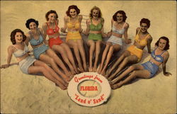 Greetings from Florida "Land o' Sand" Swimsuits & Pinup Postcard Postcard