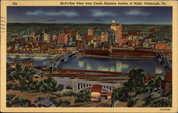 Bird's-Eye View from Castle Shannon Incline at Night Pittsburgh, PA Postcard Postcard