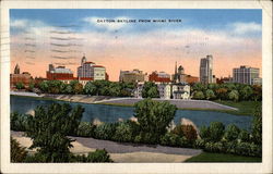 Dayton Skyline from the Miami River Ohio Postcard Postcard