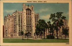 Masonic Temple Detroit, MI Postcard Postcard